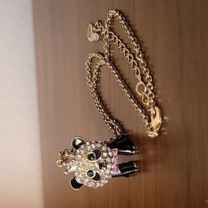 BETSEY JOHNSON 3D Sugar Critters Collection Princess Panda Bear Necklace.